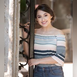 Off the shoulder mid length sleeve top